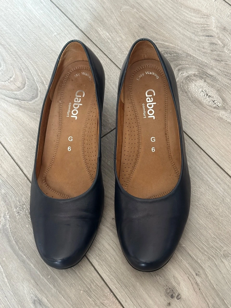 Zapatos de tacón bajos Gabor Comfort de cuero azul marino talla 39 – tacón de 5 cm – photo 2